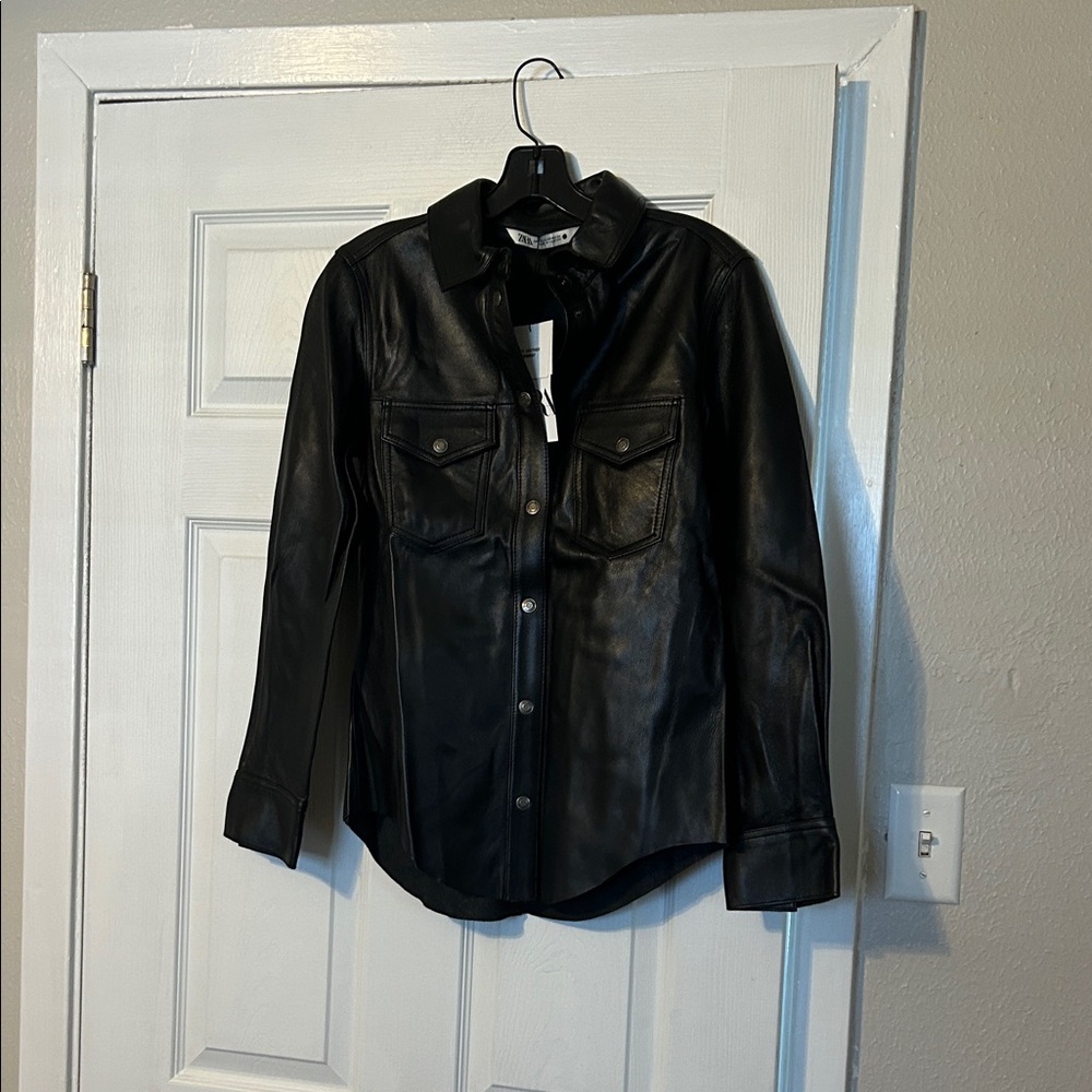 Sale New Zara real leather shirt